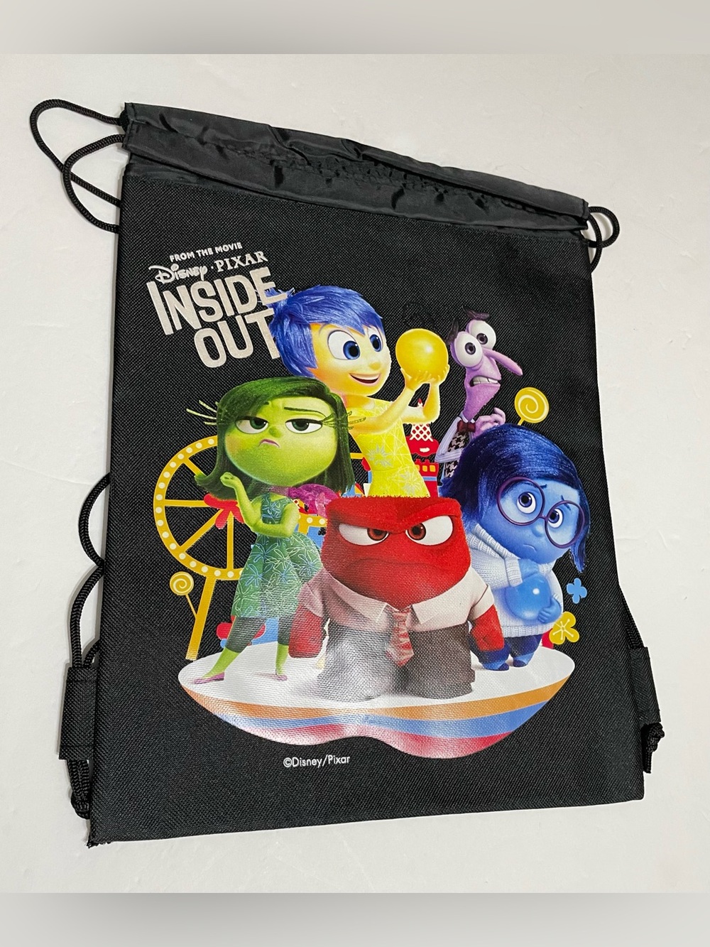 Disney Pixar Inside Out Black Drawstring Bag,New with tag!